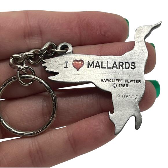 Rawcliffe Pewter I ❤️ MALLARDS Duck Keychain Vintage 1983 P. Davis Collectible - Picture 5 of 13